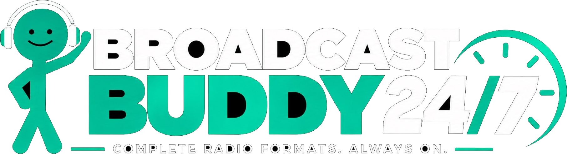 Broadcast Buddy 24/7 — complete radio formats, always on